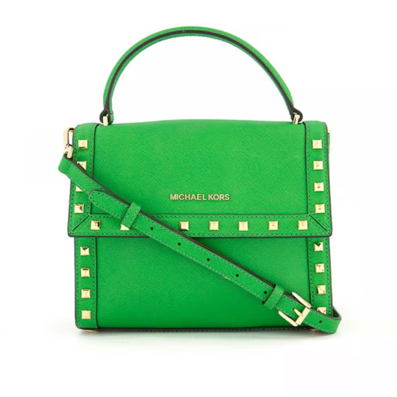 Michael Kors Dillon Studded Messenger Bag In Green Palm